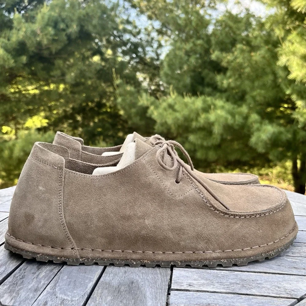 Birkenstock Utti Lace-Up Shoe Mens Size 46 | 13 Gray Taupe Suede Regular Fit